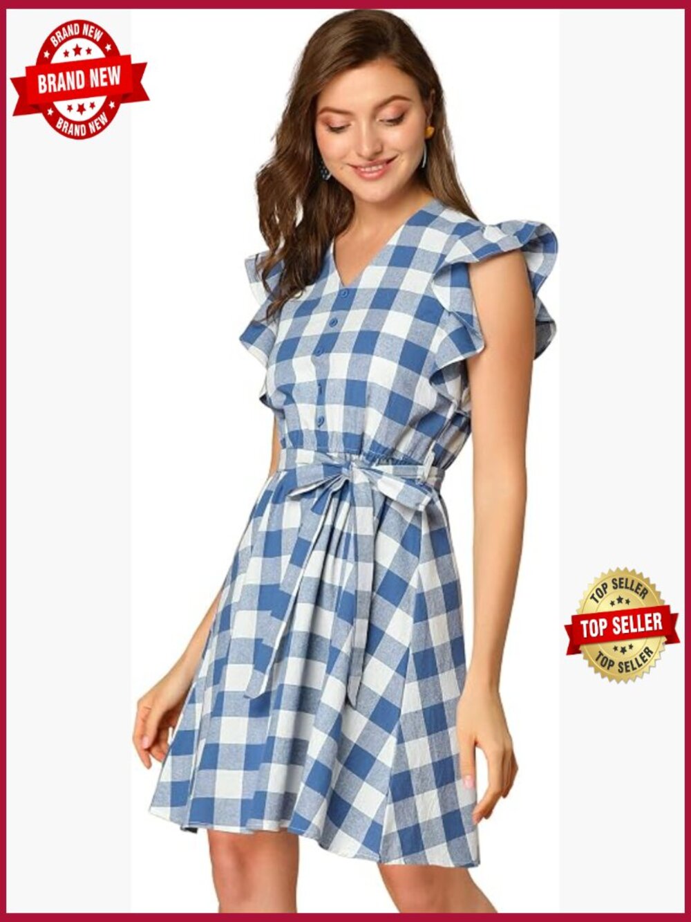 Ruffled Sleeveless Fit & Flare Dress with Tie Waist